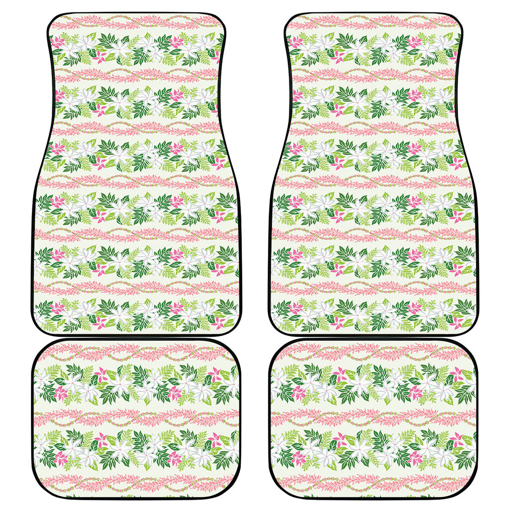 Monstera Tiare Plumeria Lei Pattern Car Mats Green Version