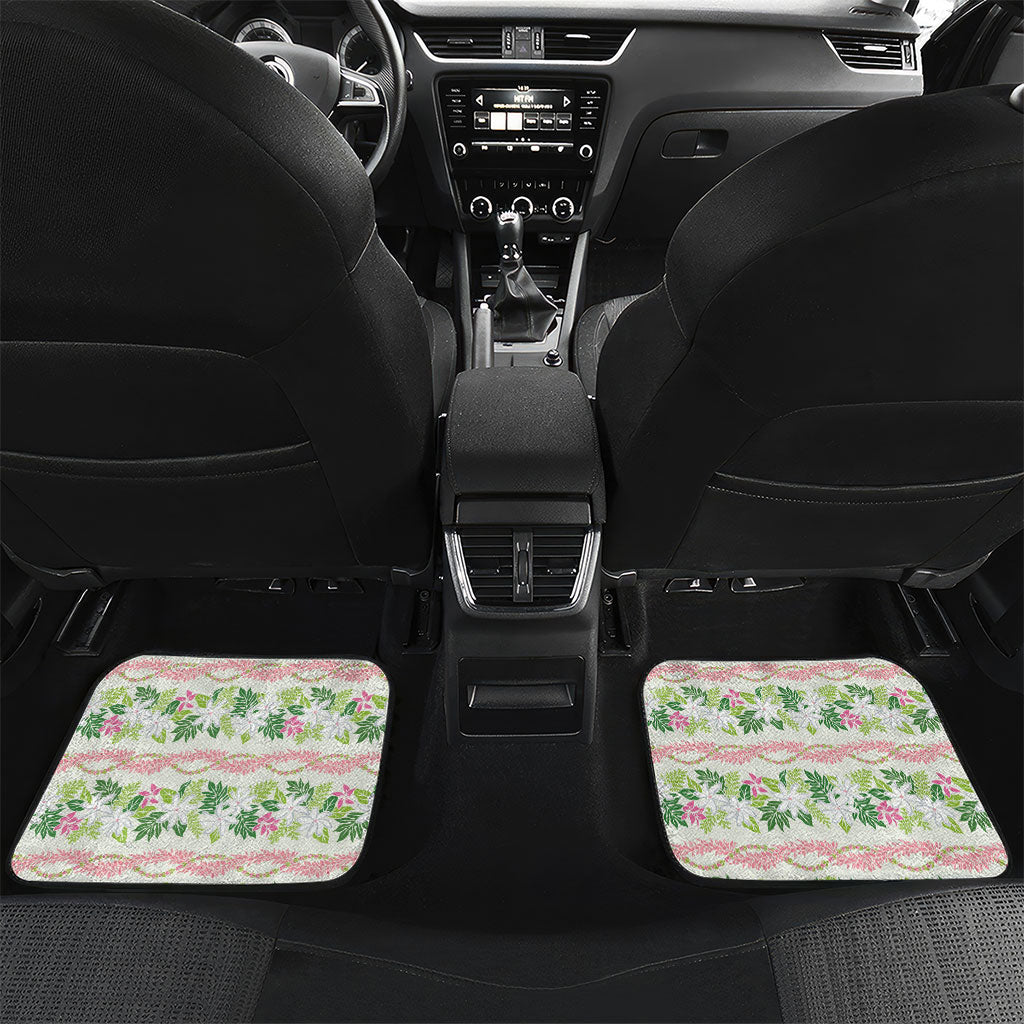 Monstera Tiare Plumeria Lei Pattern Car Mats Green Version