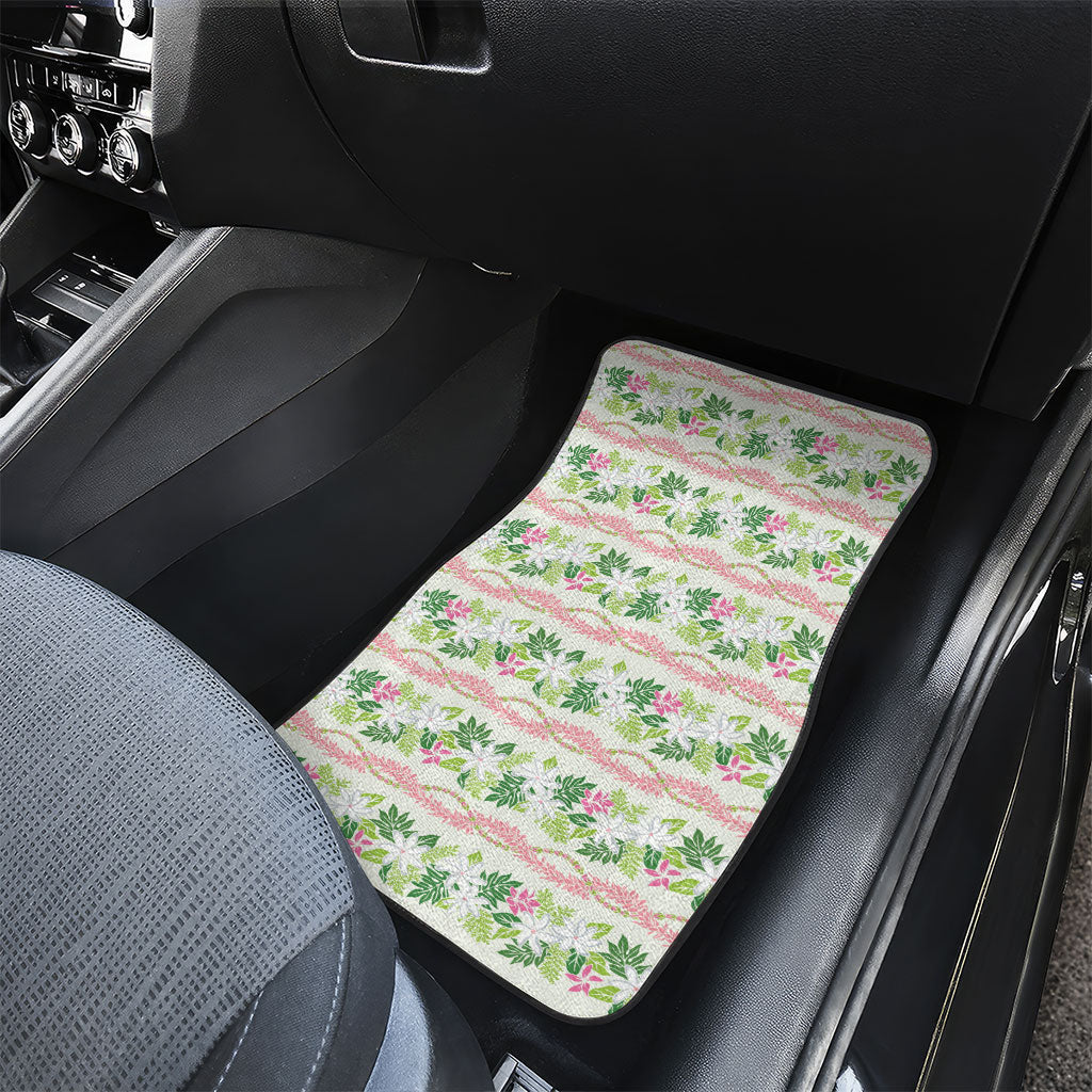 Monstera Tiare Plumeria Lei Pattern Car Mats Green Version