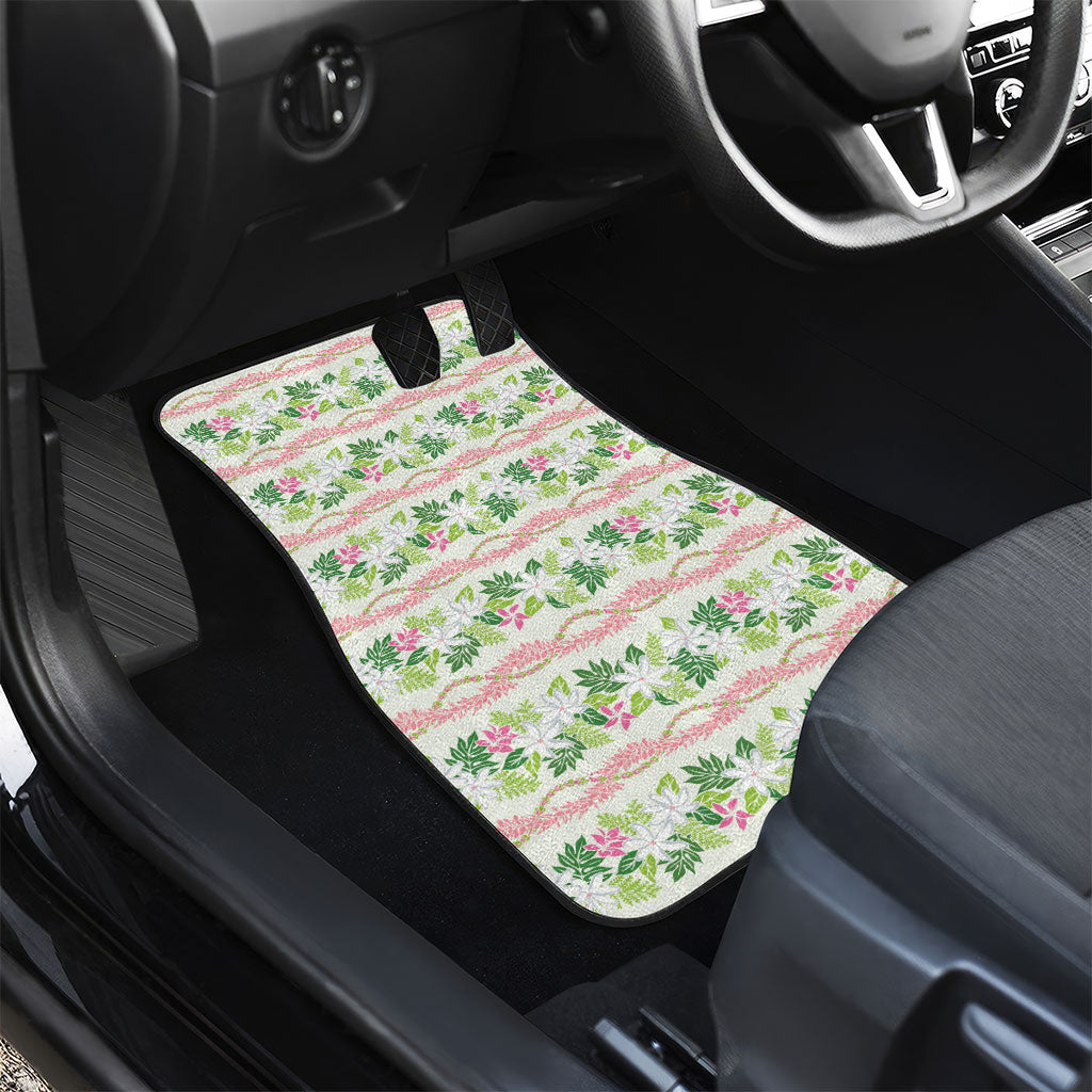 Monstera Tiare Plumeria Lei Pattern Car Mats Green Version