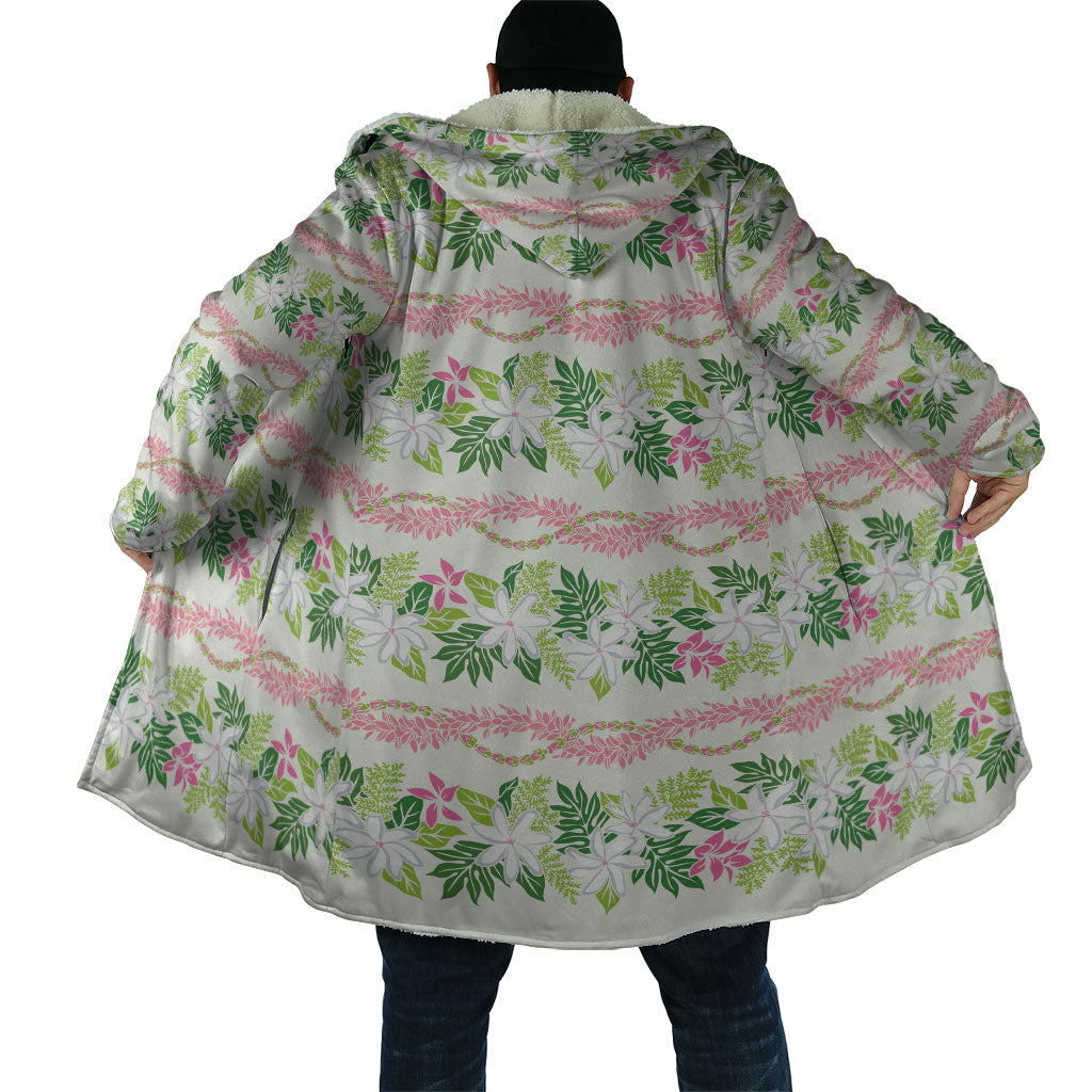 Monstera Tiare Plumeria Lei Pattern Cloak Green Version LT01 - Polynesian Pride