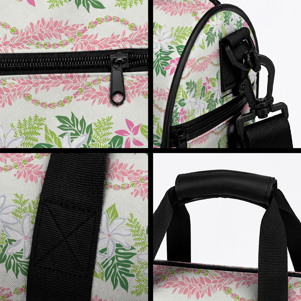 Monstera Tiare Plumeria Lei Pattern Duffle Bag Green Version LT01 - Polynesian Pride
