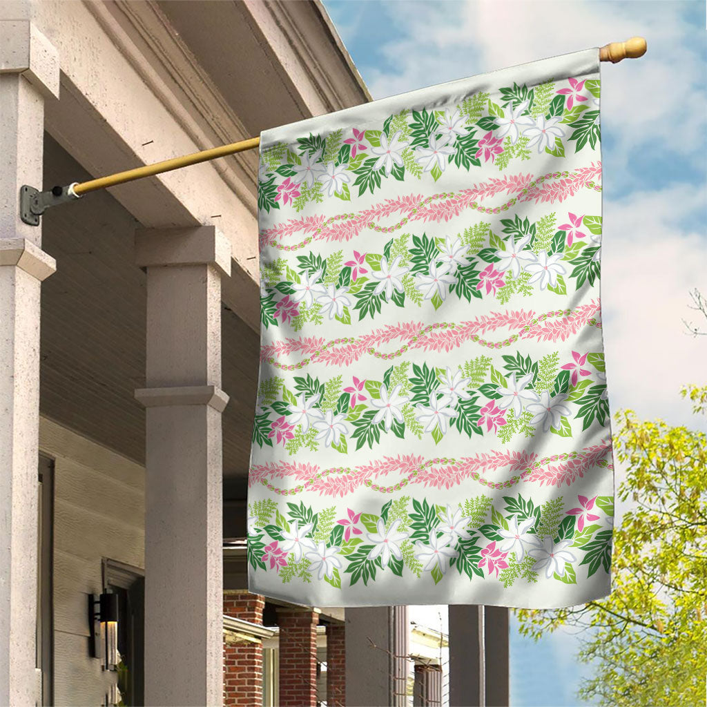 Monstera Tiare Plumeria Lei Pattern Garden Flag Green Version