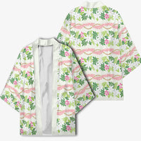 Monstera Tiare Plumeria Lei Pattern Kimono Green Version LT01 - Polynesian Pride