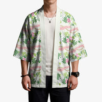 Monstera Tiare Plumeria Lei Pattern Kimono Green Version LT01 - Polynesian Pride