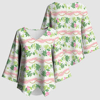 Monstera Tiare Plumeria Lei Pattern Kimono Sleeve Blouse Green Version LT01 - Polynesian Pride