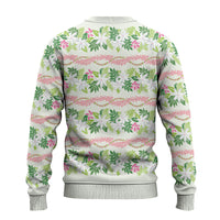 Monstera Tiare Plumeria Lei Pattern Ugly Christmas Sweater Green Version LT01 - Polynesian Pride