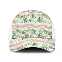 Monstera Tiare Plumeria Lei Pattern Mesh Trucker Cap Green Version LT01 One Size White Green - Polynesian Pride