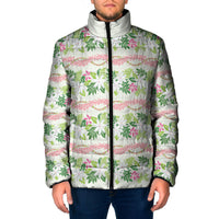 Monstera Tiare Plumeria Lei Pattern Padded Jacket Green Version LT01 Men Green - Polynesian Pride