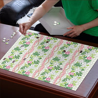 Monstera Tiare Plumeria Lei Pattern Puzzle Green Version LT01 - Polynesian Pride