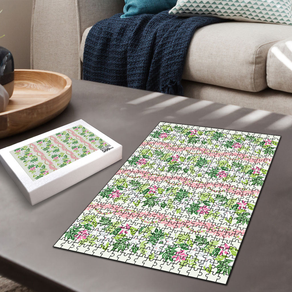 Monstera Tiare Plumeria Lei Pattern Puzzle Green Version LT01 - Polynesian Pride