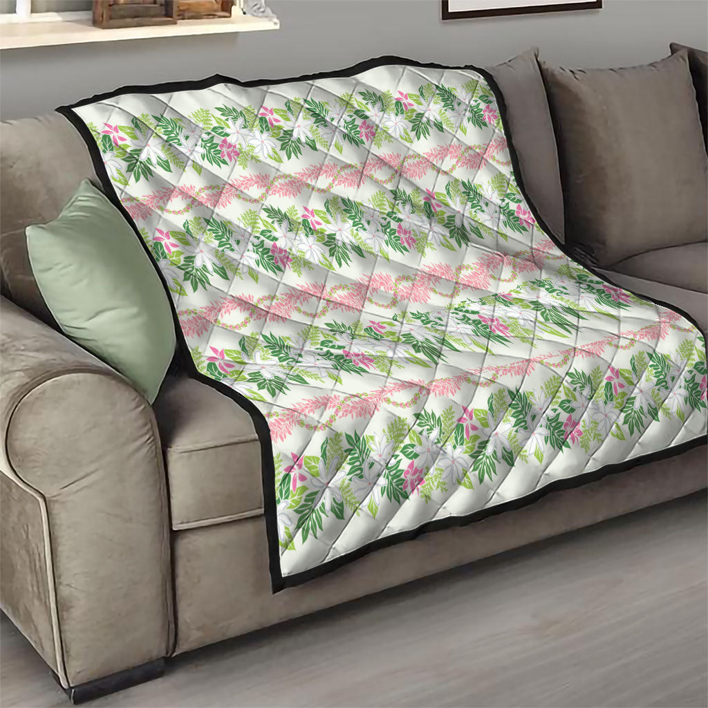 Monstera Tiare Plumeria Lei Pattern Quilt Green Version LT01 - Polynesian Pride