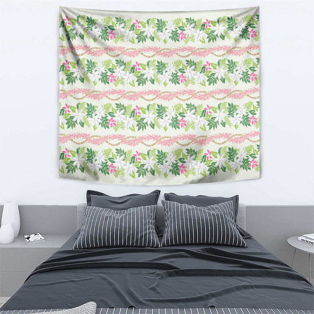 Monstera Tiare Plumeria Lei Pattern Tapestry Green Version LT01 - Polynesian Pride