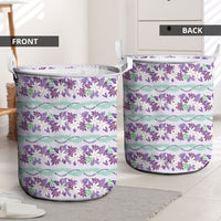 Monstera Tiare Plumeria Lei Pattern Laundry Basket Purple Version LT01 - Polynesian Pride