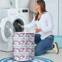 Monstera Tiare Plumeria Lei Pattern Laundry Basket Purple Version LT01 - Polynesian Pride