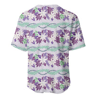 Monstera Tiare Plumeria Lei Pattern Baseball Jersey Purple Version LT01 - Polynesian Pride