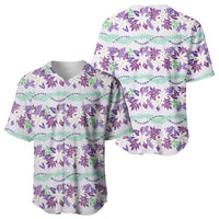 Monstera Tiare Plumeria Lei Pattern Baseball Jersey Purple Version LT01 - Polynesian Pride