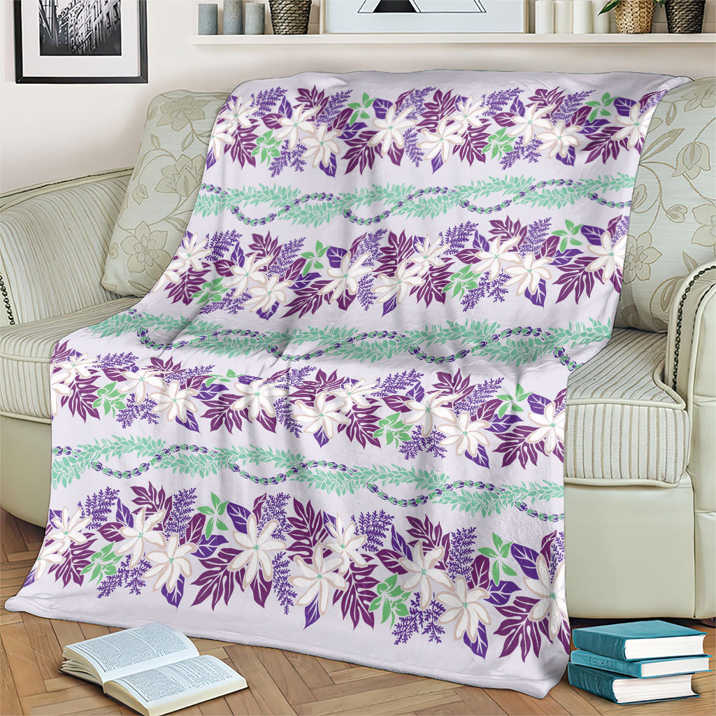 Monstera Tiare Plumeria Lei Pattern Blanket Purple Version LT01 - Polynesian Pride