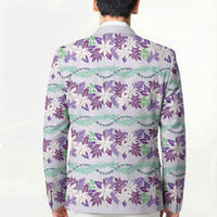 Monstera Tiare Plumeria Lei Pattern Blazer Purple Version LT01 - Polynesian Pride