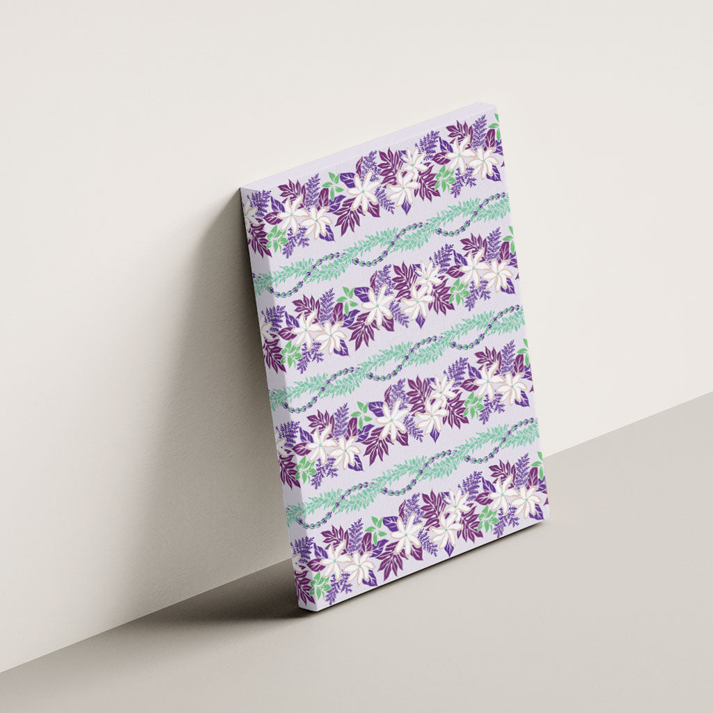 Monstera Tiare Plumeria Lei Pattern Canvas Wall Art Purple Version LT01 - Polynesian Pride