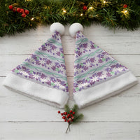 Monstera Tiare Plumeria Lei Pattern Christmas Santa Hat Purple Version LT01 - Polynesian Pride