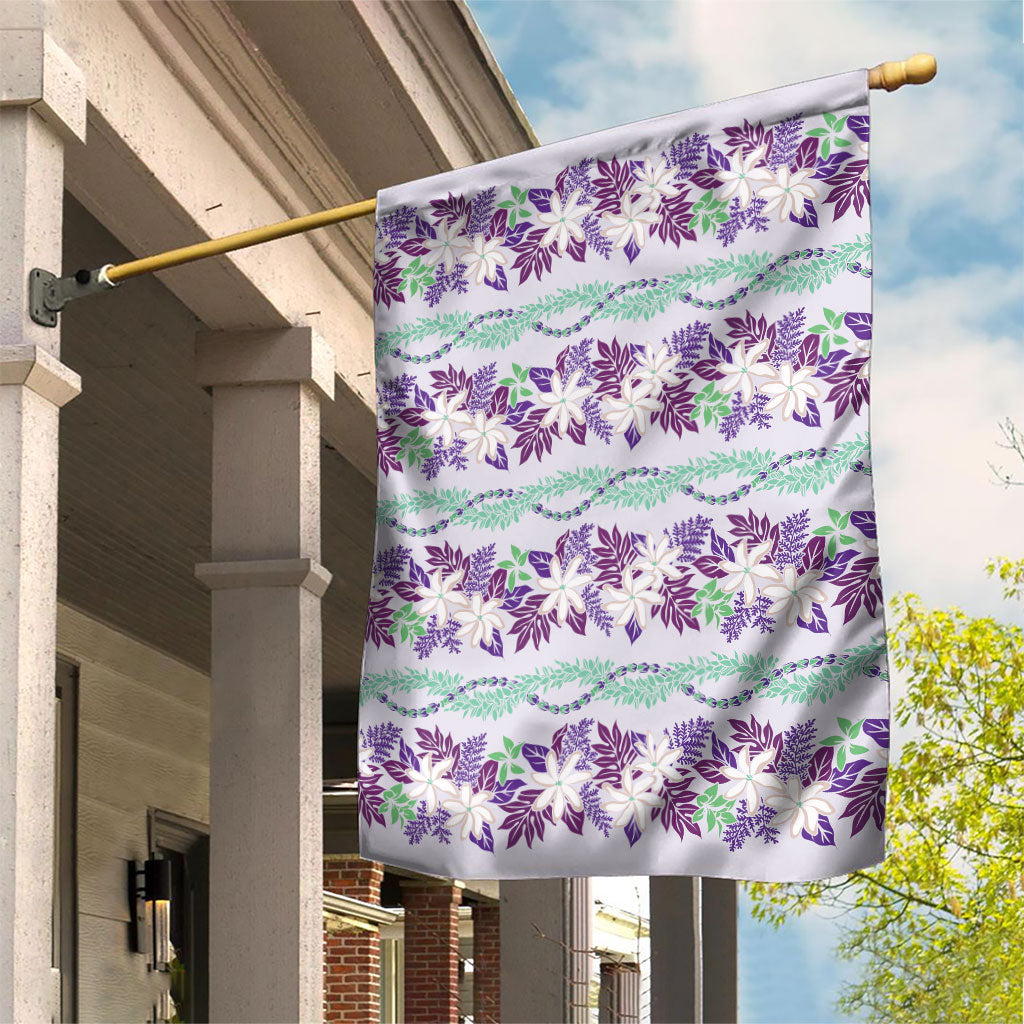 Monstera Tiare Plumeria Lei Pattern Garden Flag Purple Version
