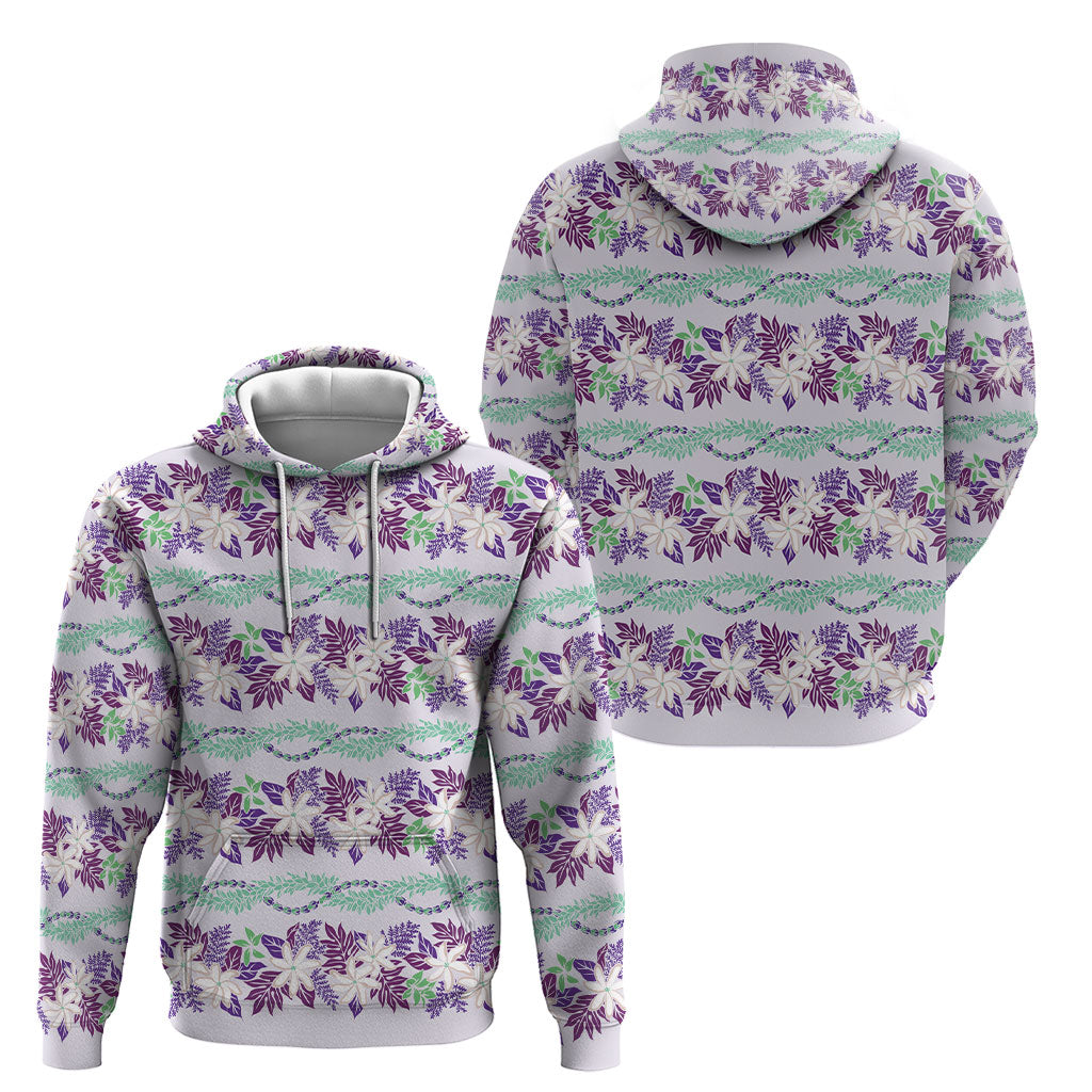 Monstera Tiare Plumeria Lei Pattern Hoodie Purple Version LT01 - Polynesian Pride