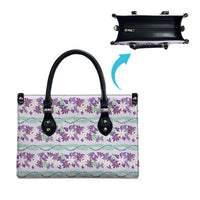 Monstera Tiare Plumeria Lei Pattern Leather Bag Purple Version LT01 - Polynesian Pride