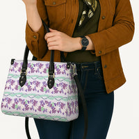 Monstera Tiare Plumeria Lei Pattern Leather Bag Purple Version LT01 - Polynesian Pride