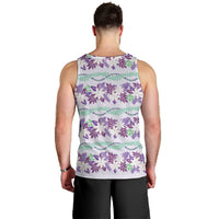 Monstera Tiare Plumeria Lei Pattern Men Tank Top Purple Version LT01 - Polynesian Pride