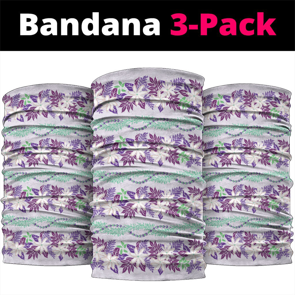 Monstera Tiare Plumeria Lei Pattern Neck Gaiter Purple Version LT01 package One Size: 25*50cm Purple - Polynesian Pride
