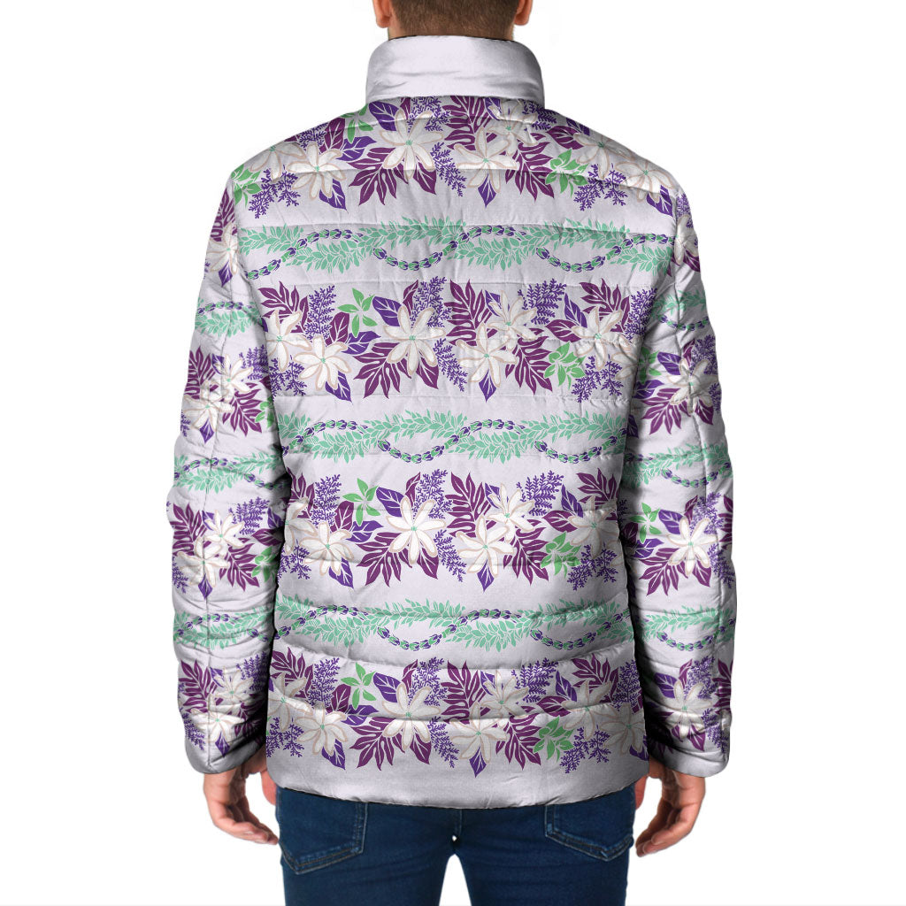 Monstera Tiare Plumeria Lei Pattern Padded Jacket Purple Version LT01 - Polynesian Pride