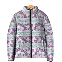 Monstera Tiare Plumeria Lei Pattern Padded Jacket Purple Version LT01 - Polynesian Pride
