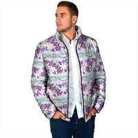 Monstera Tiare Plumeria Lei Pattern Padded Jacket Purple Version LT01 - Polynesian Pride