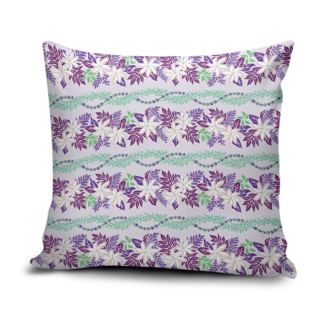 Monstera Tiare Plumeria Lei Pattern Pillow Cover Purple Version LT01 Purple - Polynesian Pride