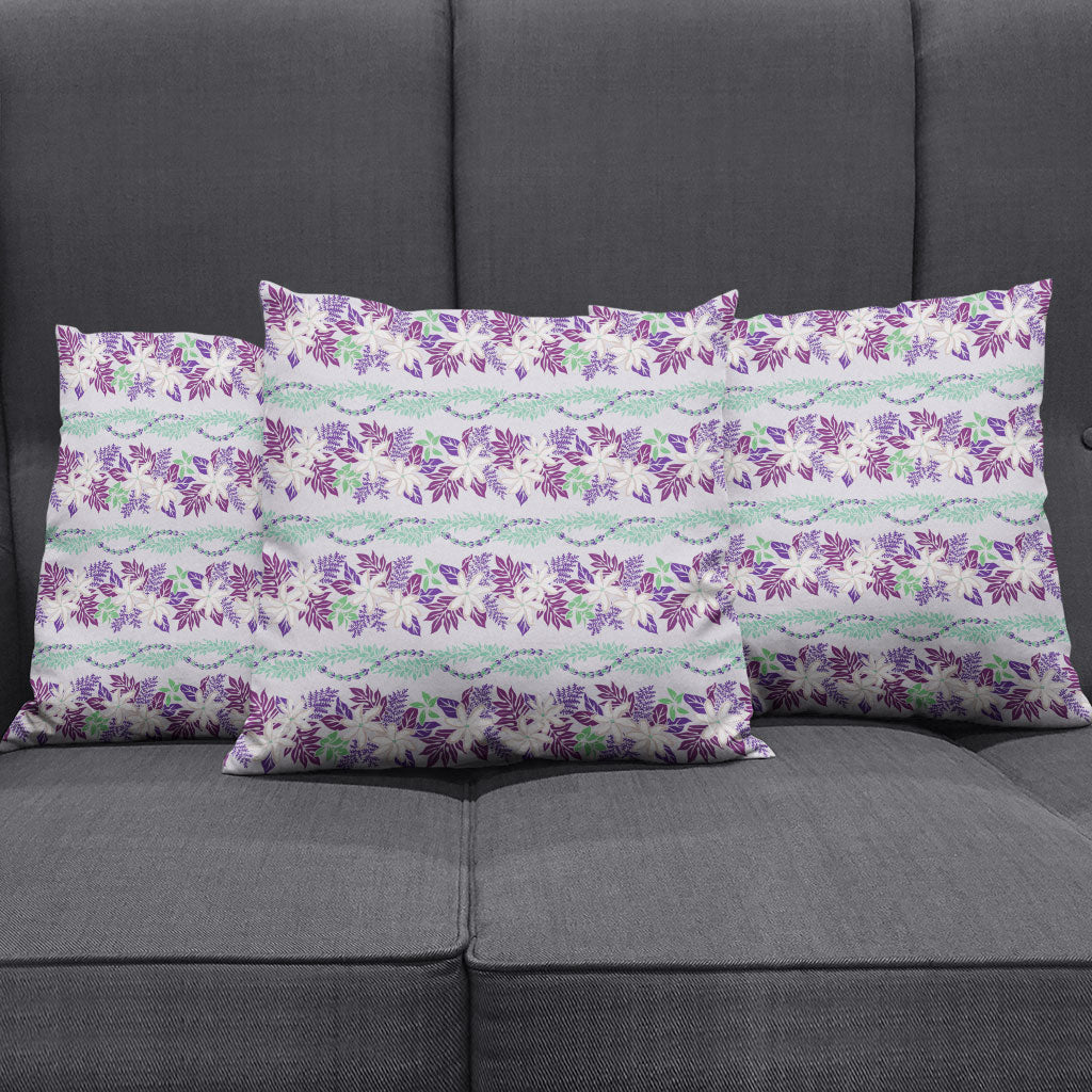 Monstera Tiare Plumeria Lei Pattern Pillow Cover Purple Version LT01 - Polynesian Pride