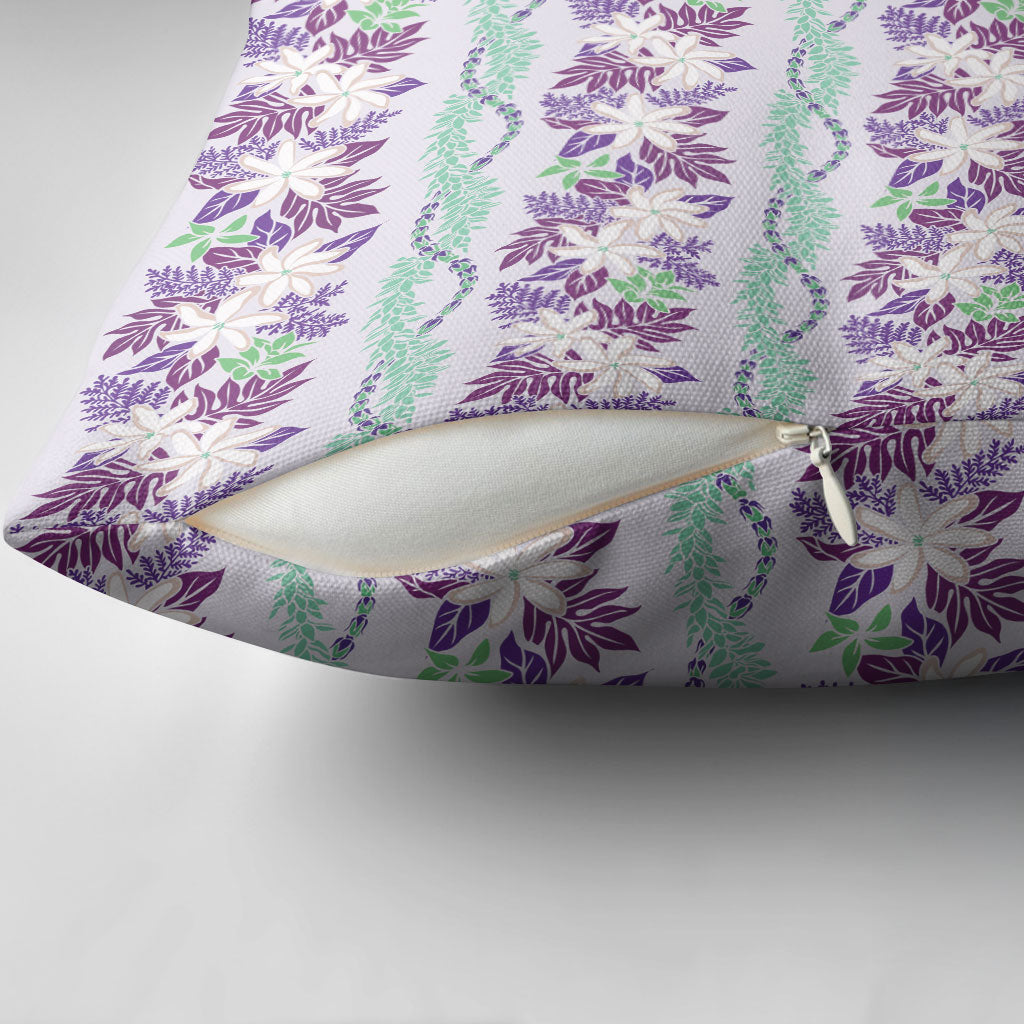 Monstera Tiare Plumeria Lei Pattern Pillow Cover Purple Version LT01 - Polynesian Pride