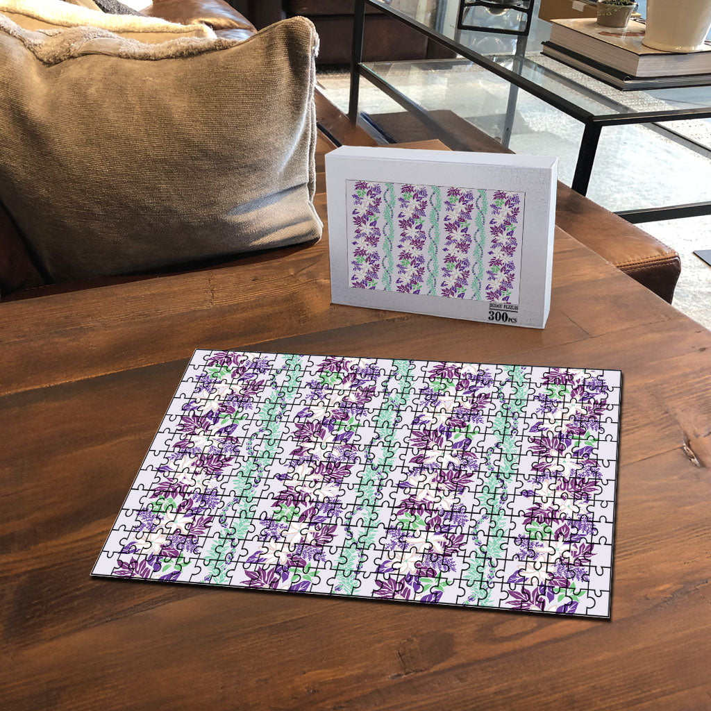 Monstera Tiare Plumeria Lei Pattern Puzzle Purple Version LT01 - Polynesian Pride
