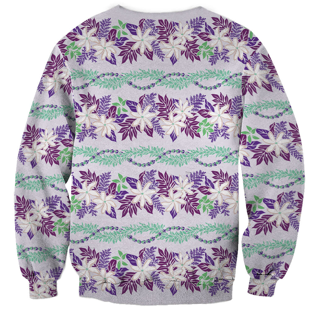 Monstera Tiare Plumeria Lei Pattern Sweatshirt Purple Version LT01 - Polynesian Pride