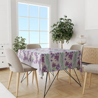 Monstera Tiare Plumeria Lei Pattern Tablecloth Purple Version LT01 - Polynesian Pride