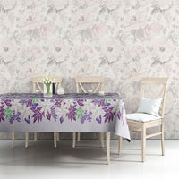 Monstera Tiare Plumeria Lei Pattern Tablecloth Purple Version LT01 - Polynesian Pride