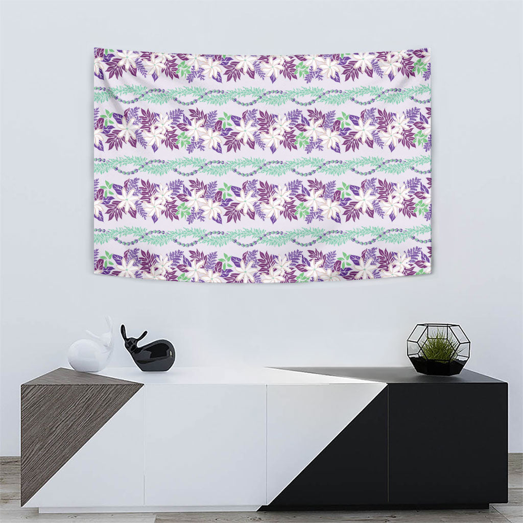 Monstera Tiare Plumeria Lei Pattern Tapestry Purple Version LT01 - Polynesian Pride