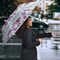 Monstera Tiare Plumeria Lei Pattern Umbrella Purple Version LT01 - Polynesian Pride