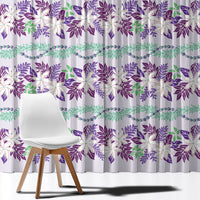Monstera Tiare Plumeria Lei Pattern Window Curtain Purple Version LT01 - Polynesian Pride