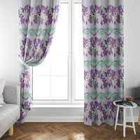 Monstera Tiare Plumeria Lei Pattern Window Curtain Purple Version LT01 - Polynesian Pride