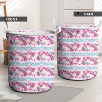 Monstera Tiare Plumeria Lei Pattern Laundry Basket Pink Version LT01 - Polynesian Pride