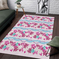 Monstera Tiare Plumeria Lei Pattern Area Rug Pink Version LT01 Pink - Polynesian Pride