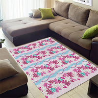 Monstera Tiare Plumeria Lei Pattern Area Rug Pink Version LT01 - Polynesian Pride