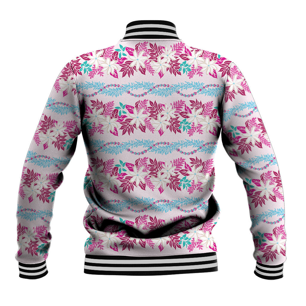 Monstera Tiare Plumeria Lei Pattern Baseball Jacket Pink Version LT01 - Polynesian Pride