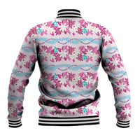 Monstera Tiare Plumeria Lei Pattern Baseball Jacket Pink Version LT01 - Polynesian Pride